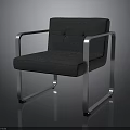 Modern Black Fabric Chair With Metal Frame And Armrests For Living Room