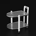 Contemporary Two Tier Side Table With Glass Top Metal Frame And Rolling Wheels