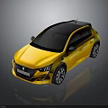 Yellow Modern Compact Car With Black Roof Sleek Design And Black Wheels