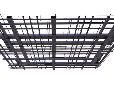 Ceiling Metal Frame Structure With Grid Design And Construction Details 3d model