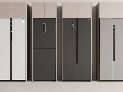 Modern Refrigerators With Stylish Designs Various Colors And Side By Side 3d model