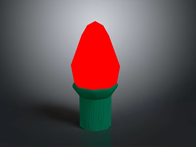 Red Decorative Light Bulb With Green Base On Dark Background 3d model