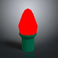 Red Decorative Light Bulb With Green Base On Dark Background
