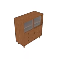 Modern Entryway Console Cabinet With Oak Wood Drawers And Glass Cabinet Doors