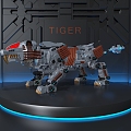 Mechanical Tiger Metal Ornaments Industrial Booth 3d model