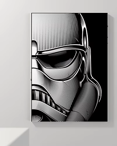 Abstract Painting Sci Fi Soldier Helmet With Black And White Geometric Lines And Dot Texture 3d model