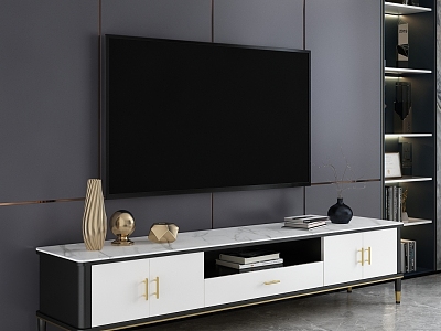 Living room TV cabinet coffee table TV cabinet coffee table combination TV cabinet background wall ornaments 3d model