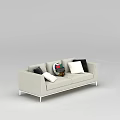 Colorful Pattern Throw Pillows On White Sofa With Black White Accents 3d model