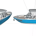 Blue And White Yachts With Canopies And Seating