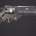 Vintage Revolver With Skull Emblem On Cylinder Triangle Symbol Wooden Grip And Akashi Lettering
