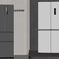 Modern Multi Door Refrigerators in Gray and White with Smart Display Design 3d model