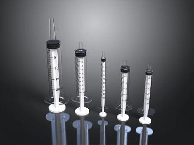 Various Sizes Transparent Plastic Syringes As Daily Life Supplies With Measuring Scales 3d model