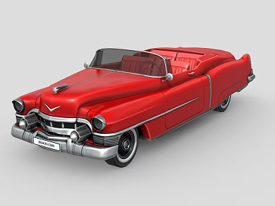 Vintage Red Convertible Car With Classic Retro Design And Chrome Details 3d model