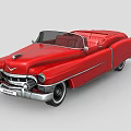 Vintage Red Convertible Car With Classic Retro Design And Chrome Details