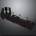 Professional Wrestling Ring Setup With Red Entrance Ramp Ropes And Screens