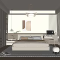 Modern Bedroom Interior Design With Circular Pendant Light Large Bed And Wardrobe