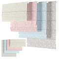 Colorful Star Patterned Window Curtains In Various Soft Tones For Home Decor 3d model