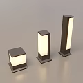 Modern Outdoor Lights with Three Different Heights Black Casing and White Illuminated Panels