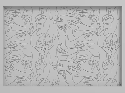 Hand drawn Style Wall With Repeating Hand Gesture Patterns And Gray Background 3d model