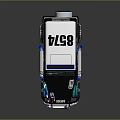 Custom Black And White Police Car With Neon Colored Wheels And Blue Roof Lights