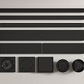 Miscellaneous Black Components Featuring Strips Circular And Square Parts Arranged On White Surface 3d model