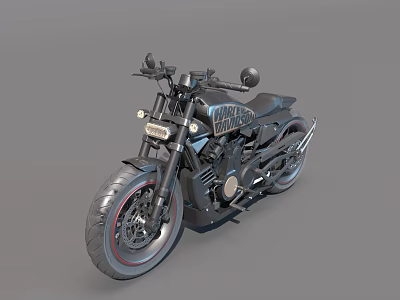 Black Classic Motorcycle Design With Wide Tyres Chrome Handlebars And Vintage Body Features 3d model
