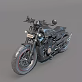 Black Classic Motorcycle Design With Wide Tyres Chrome Handlebars And Vintage Body Features