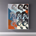 Artistic Female Portrait Painting With Blue Tones Textured Brushstrokes And Abstract Details