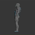 Futuristic Sci Fi Humanoid Armor With Blue Glowing Lines And Detailed 3D Render Design