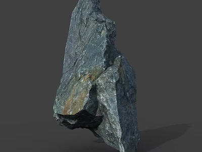 Detailed Natural Gray Rock With Rough Surface Texture And Irregular Shape 3d model