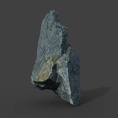 Detailed Natural Gray Rock With Rough Surface Texture And Irregular Shape 3d model