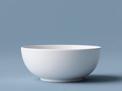 White Ceramic Bowl Tableware Set with Smooth Surface and Light Blue Backdrop 3d model