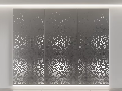 Gray Architectural Panels With White Dot Patterns Gradient Design Against White Wall And Floor 3d model