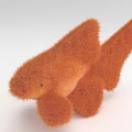 Orange Fluffy Stuffed Fish Toy With Soft Material And Cute Design 3d model