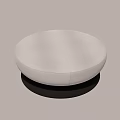 Modern Circular Light Gray Fabric Ottoman With Black Base Minimalist Design