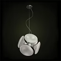 Modern Pendant Light With White Petal Shaped Shades Silver Frame Spiral Wire For Contemporary Spaces