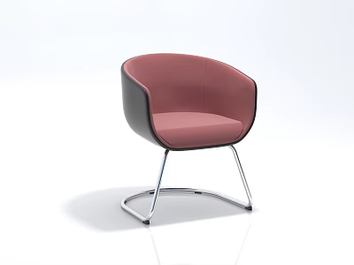 Modern Minimalist Leisure Chair With Pink Cushion Black Armrest And Silver Metal Frame 3d model