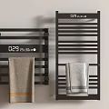 Black Bathroom Radiator With Digital Temperature Display And Towel Rack 3d model
