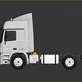 White Mercedes-Benz Semi Truck With Modern Cab Design And Yellow Warning Lights 3d model