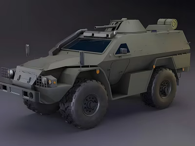 Olive Green Military Armored Vehicle Featuring Heavy Armor and Large Off Road Tires Design 3d model