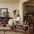 Neutral Tones Living Room Interior With White Sofas Coffee Table And Decorative Artworks