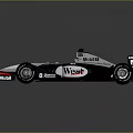 White And Blue Formula 1 Race Car With West Marlboro Sponsor Logos
