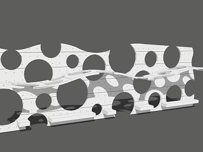 Abstract Modern Geometric Decorative Panel With Circular Holes And Layered Structure 3d model