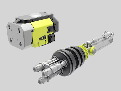 Smart Machine Components Featuring Mechanical Arm Metal Parts And Yellow Black Structures 3d model