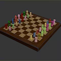 Wooden Chess Set With Checkerboard Pattern And Complete Chess Pieces