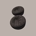 Plush Black Round Bean Bag Chair With Soft Comfortable Cozy Design 3d model