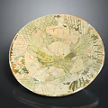 Decorative Ornament Set Artistic Circular Plate With Beige Green Patterns For Home Decor 3d model