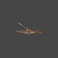 Brown Flat Body Stingray Game Movie Character With Long Tail And Gray Background