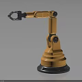 Yellow Industrial Robotic Arm With Black Stable Base And Mechanical Joint Structure 3d model