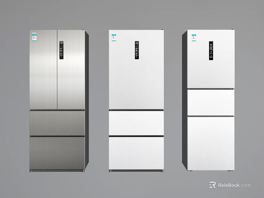 Modern Refrigerators With Various Styles And Color Options For Home Kitchen Use 3d model